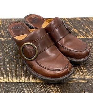 Born Shoes Women’s size US 7 EUR 38 Brown Leather Slip On Mules M/W W6332 E7